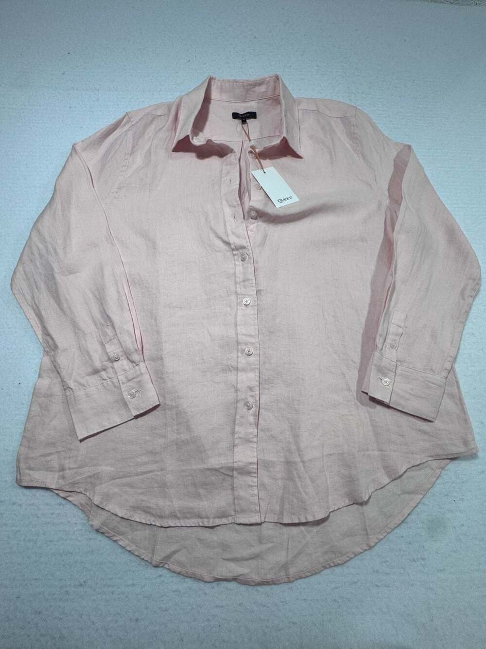 Quince 100% Linen Long Sleeve Button-Up Shirt Pale Pink Size XL New with Tags